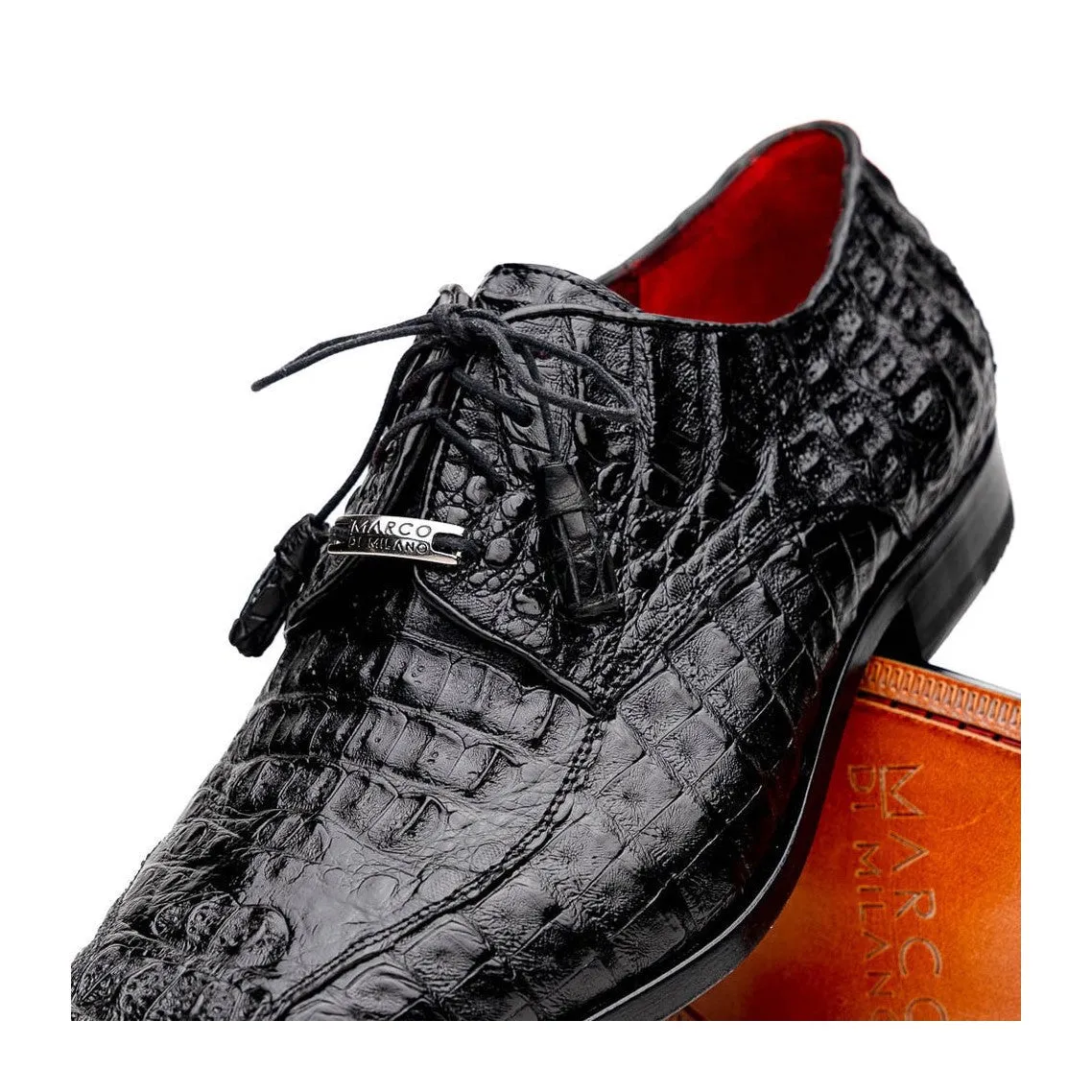 Marco Di Milano Apricena Men's Shoes Genuine Caiman Crocodile Dress Derby Oxfords (MDM1092)