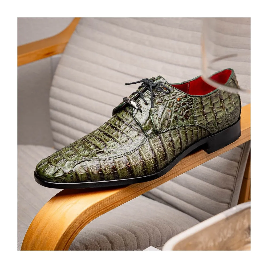 Marco Di Milano Apricena Men's Shoes Genuine Caiman Crocodile Dress Derby Oxfords (MDM1092)