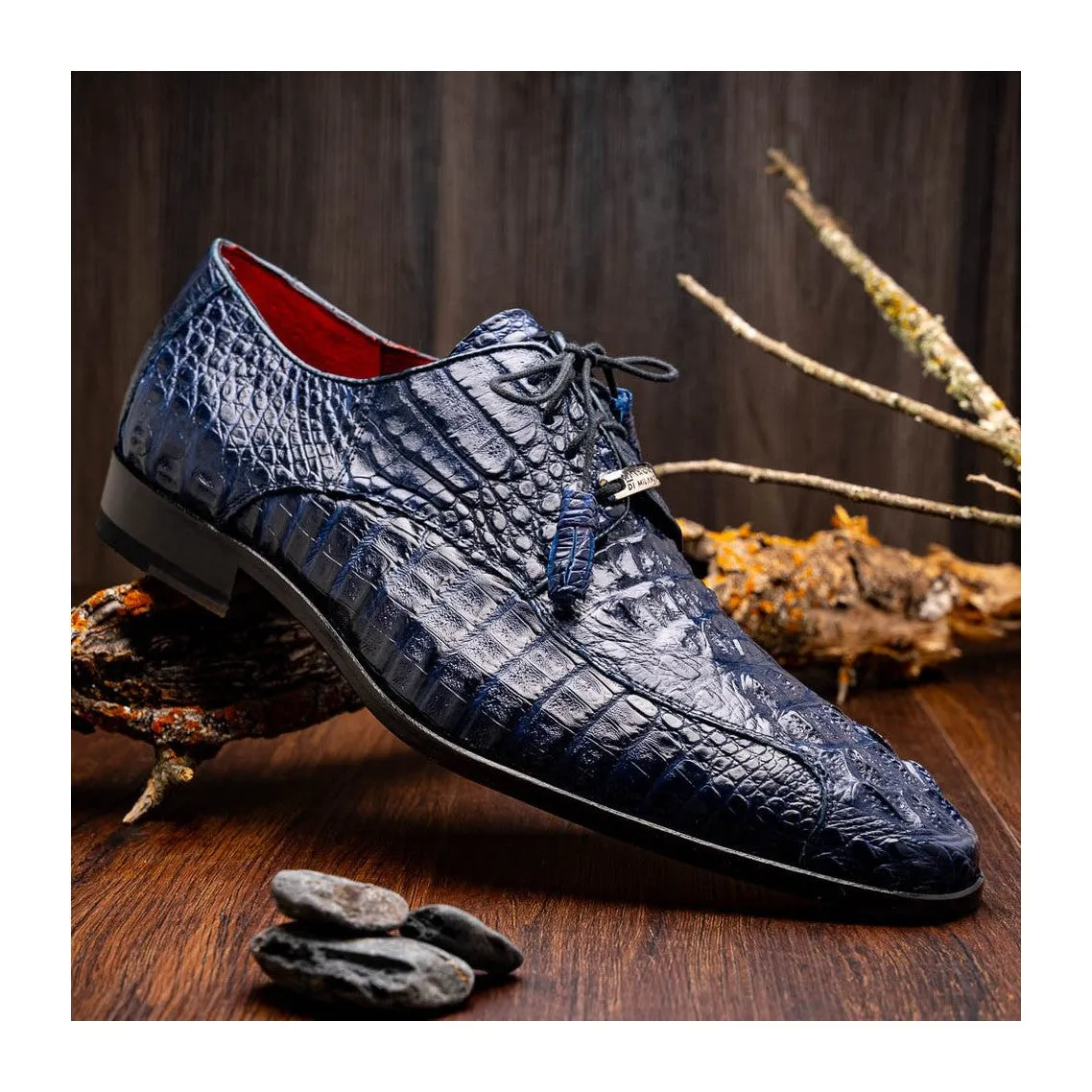 Marco Di Milano Apricena Men's Shoes Genuine Caiman Crocodile Dress Derby Oxfords (MDM1092)