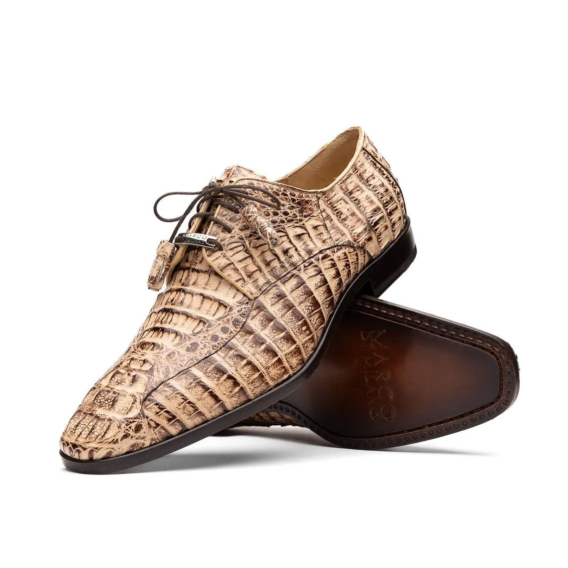 Marco Di Milano Apricena Men's Shoes Genuine Caiman Crocodile Dress Derby Oxfords (MDM1092)