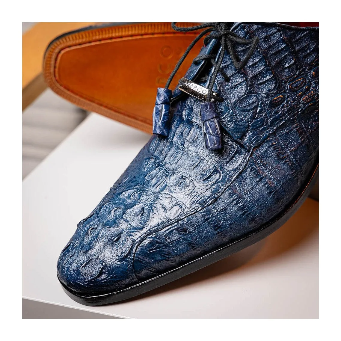 Marco Di Milano Apricena Men's Shoes Genuine Caiman Crocodile Dress Derby Oxfords (MDM1092)