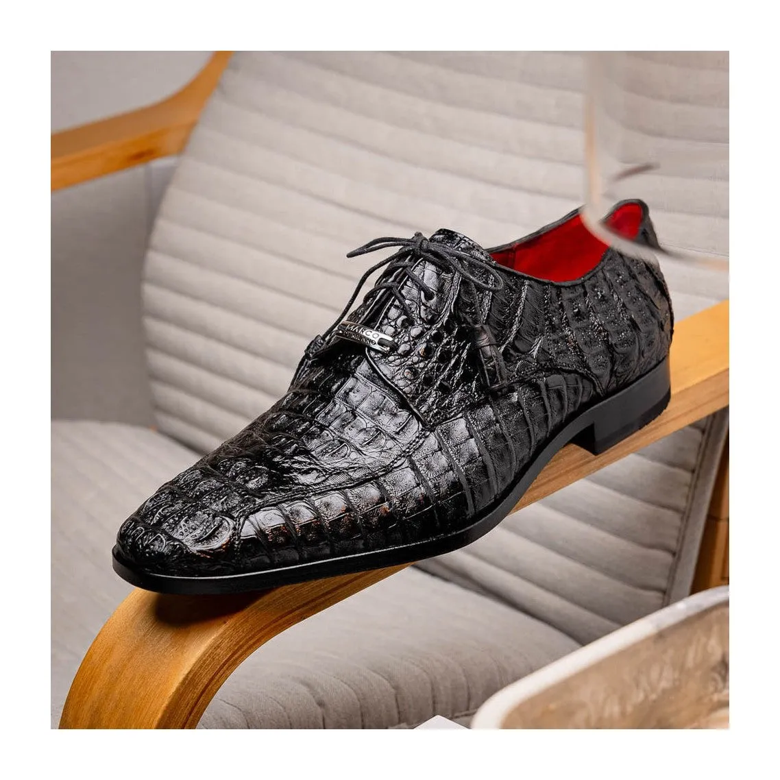 Marco Di Milano Apricena Men's Shoes Genuine Caiman Crocodile Dress Derby Oxfords (MDM1092)