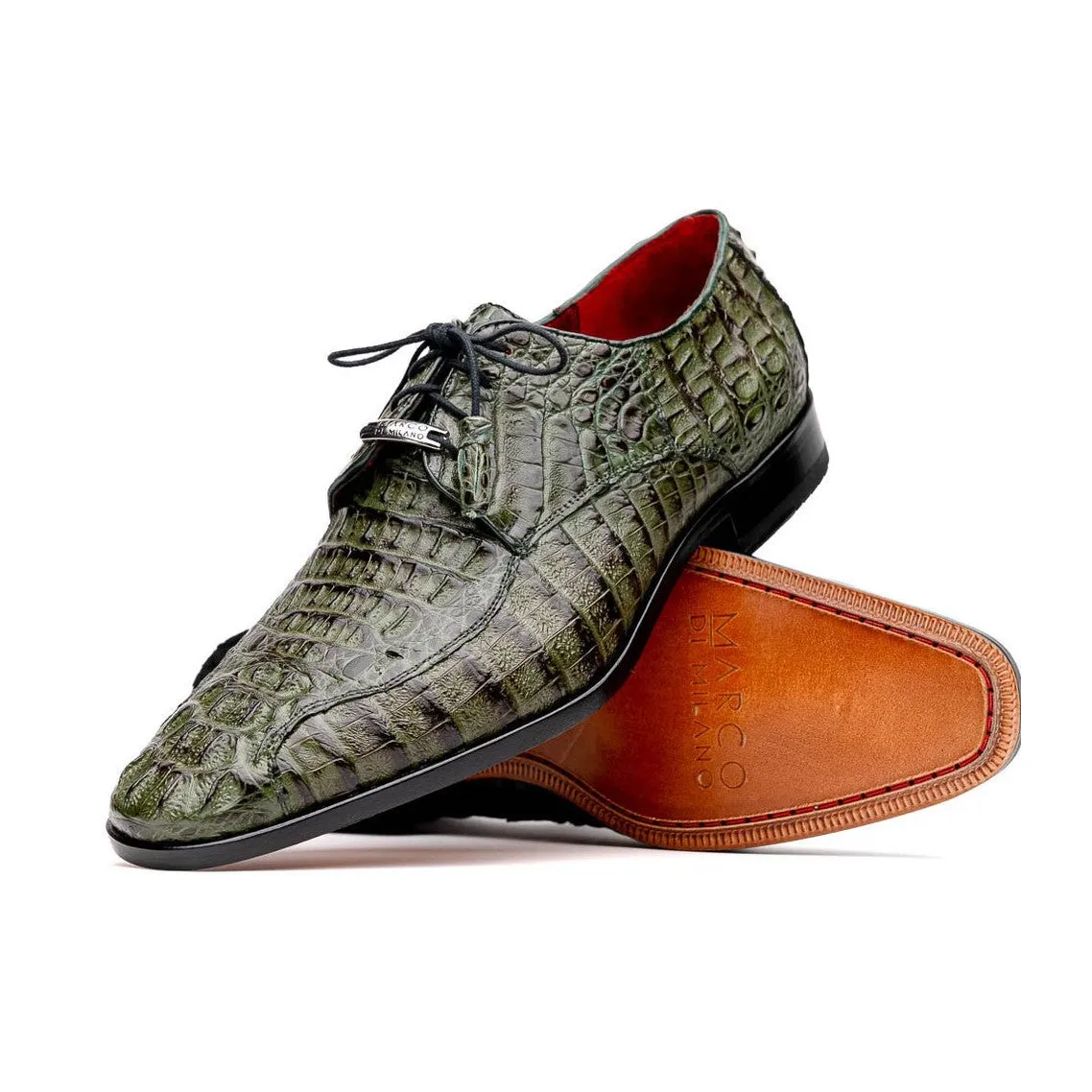 Marco Di Milano Apricena Men's Shoes Genuine Caiman Crocodile Dress Derby Oxfords (MDM1092)