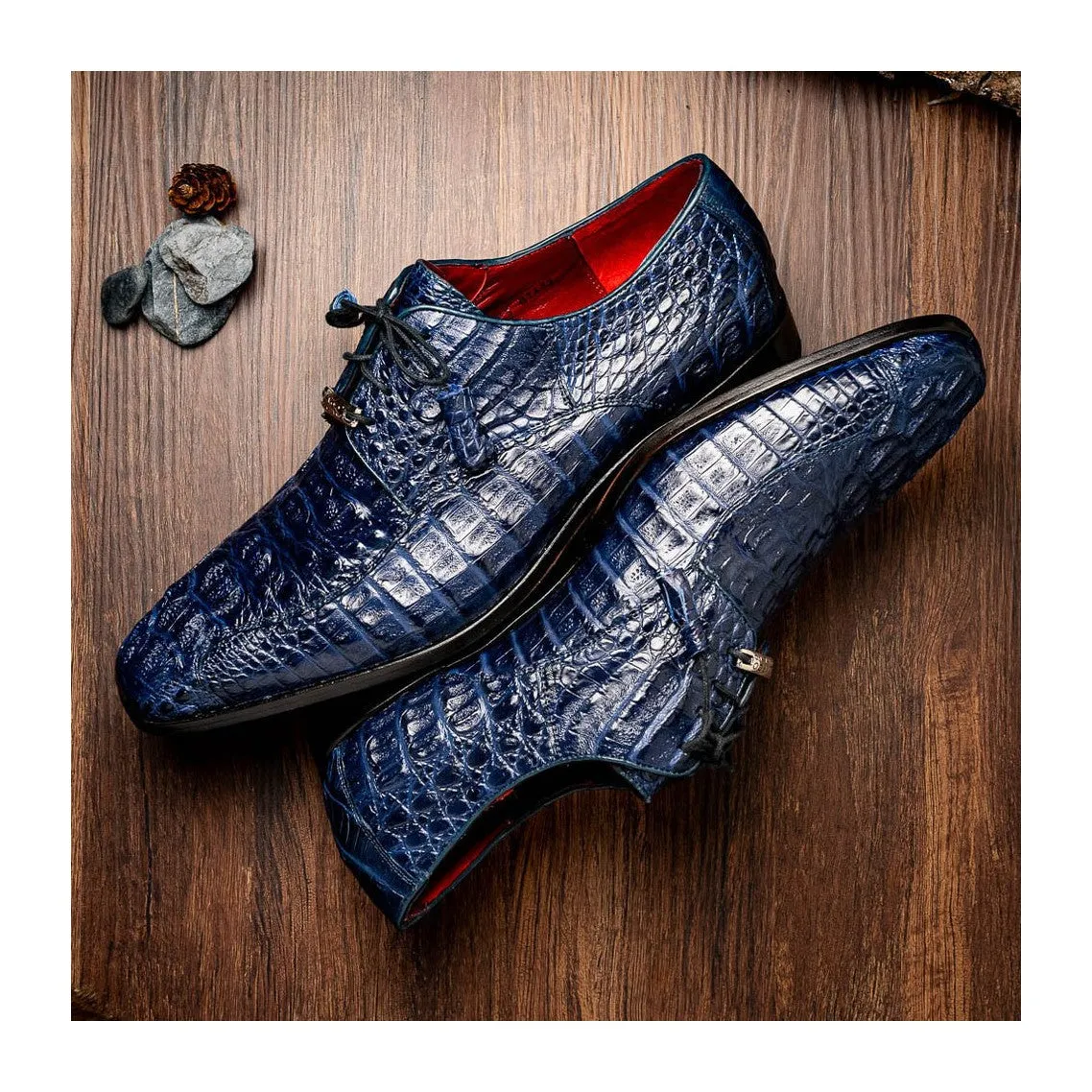 Marco Di Milano Apricena Men's Shoes Genuine Caiman Crocodile Dress Derby Oxfords (MDM1092)