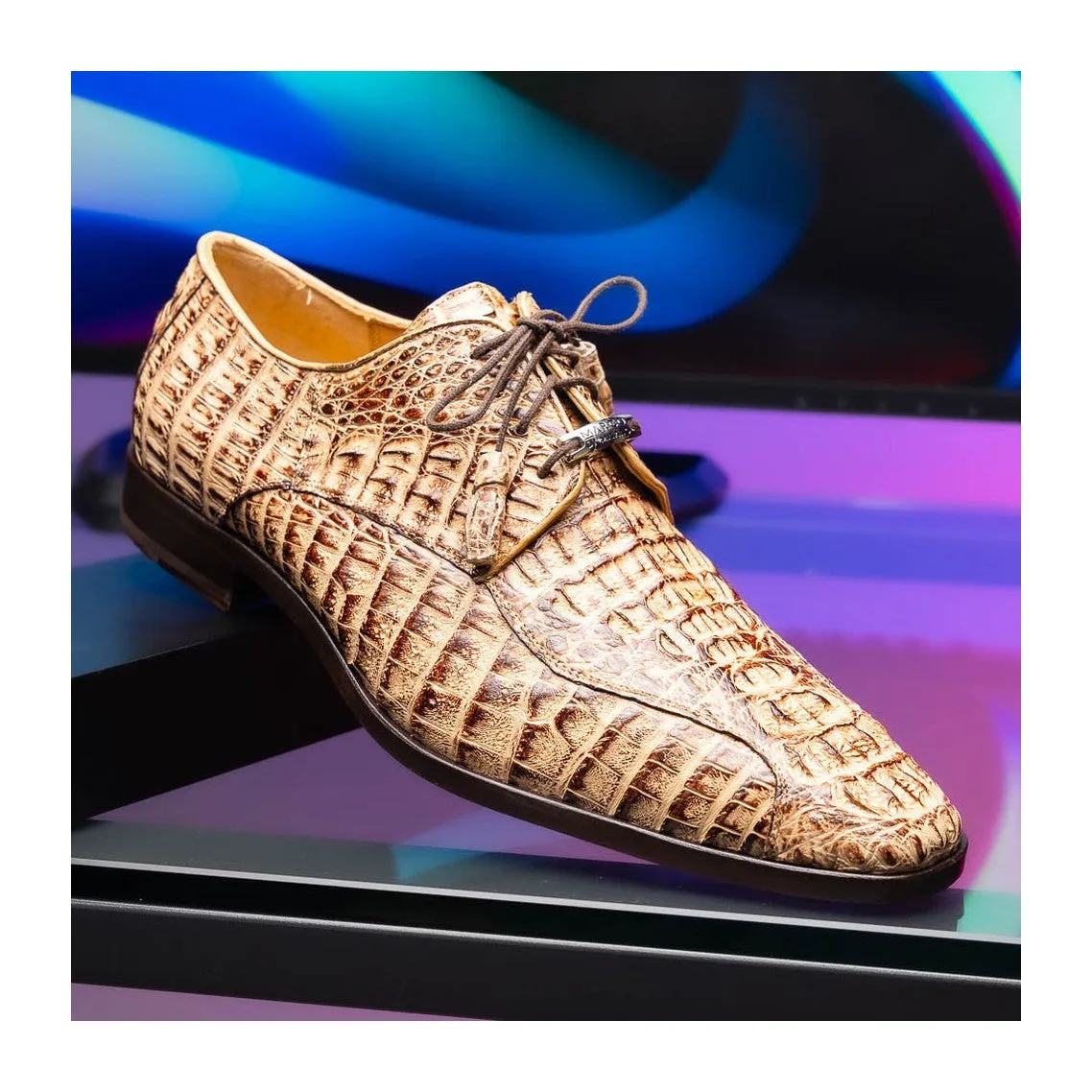 Marco Di Milano Apricena Men's Shoes Genuine Caiman Crocodile Dress Derby Oxfords (MDM1092)