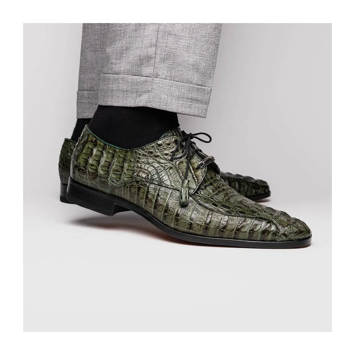 Marco Di Milano Apricena Men's Shoes Genuine Caiman Crocodile Dress Derby Oxfords (MDM1092)