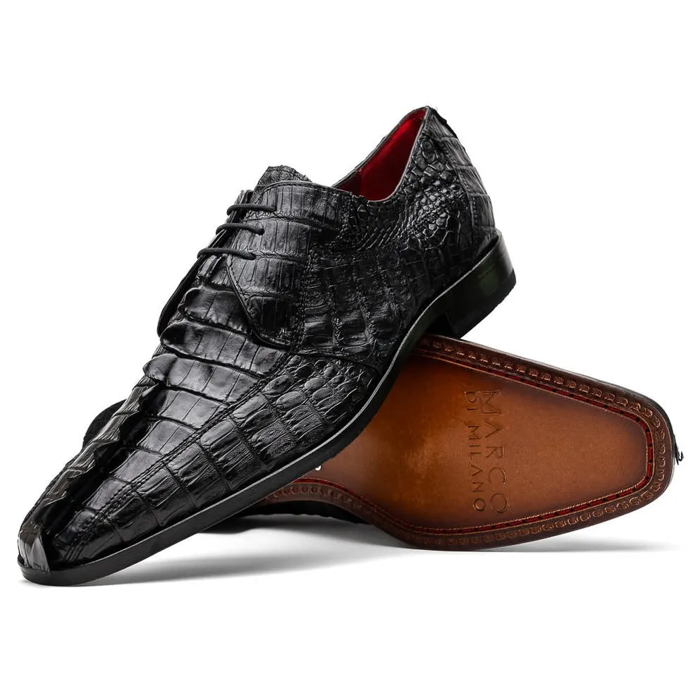 Marco Di Milano Cancun Men's Shoes Exotic Hornback Crocodile Skin Derby Oxfords (MDM1003)