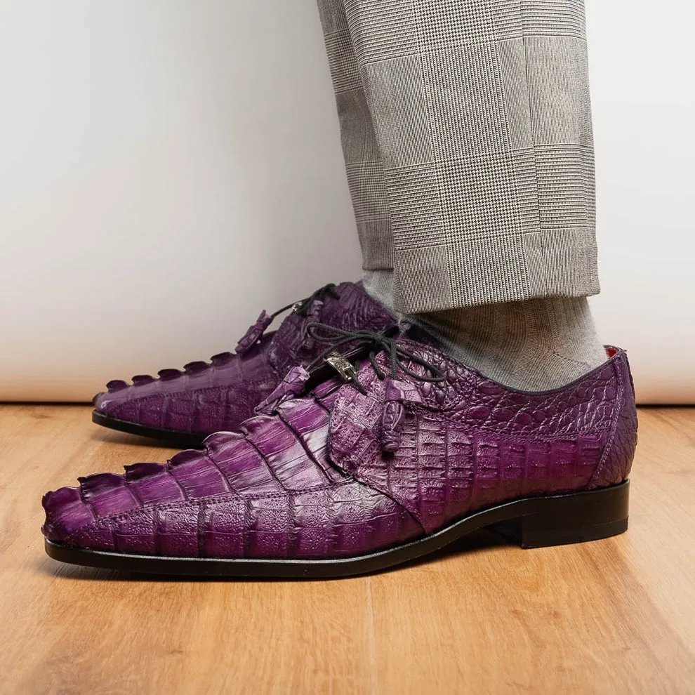 Marco Di Milano Cancun Men's Shoes Exotic Hornback Crocodile Skin Derby Oxfords (MDM1003)