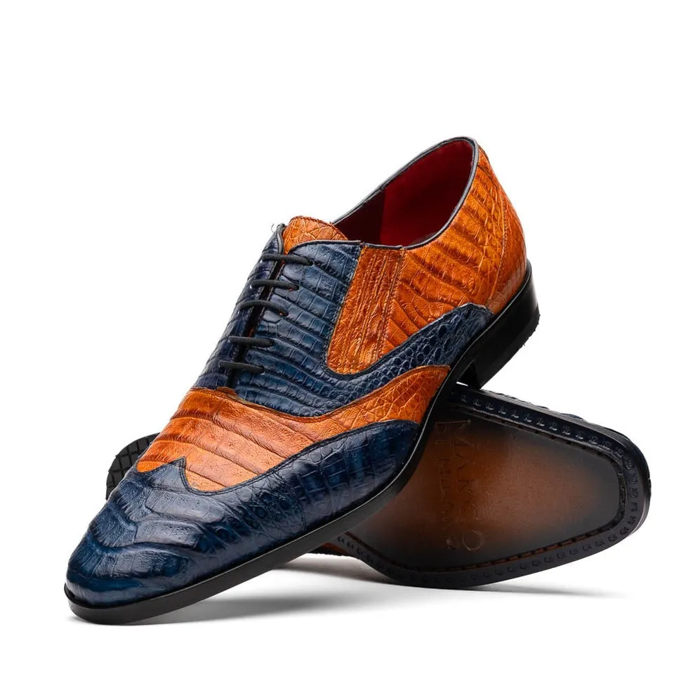 Marco Di Milano Luciano Men's Shoes Exotic Crocodile Classic Wingtip Dress Derby Oxfords (MDM1103)