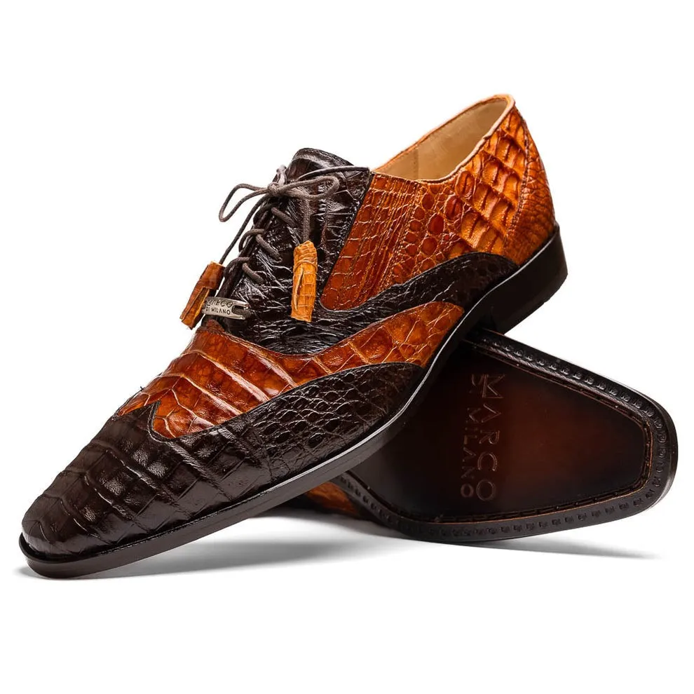 Marco Di Milano Luciano Men's Shoes Exotic Crocodile Classic Wingtip Dress Derby Oxfords (MDM1103)