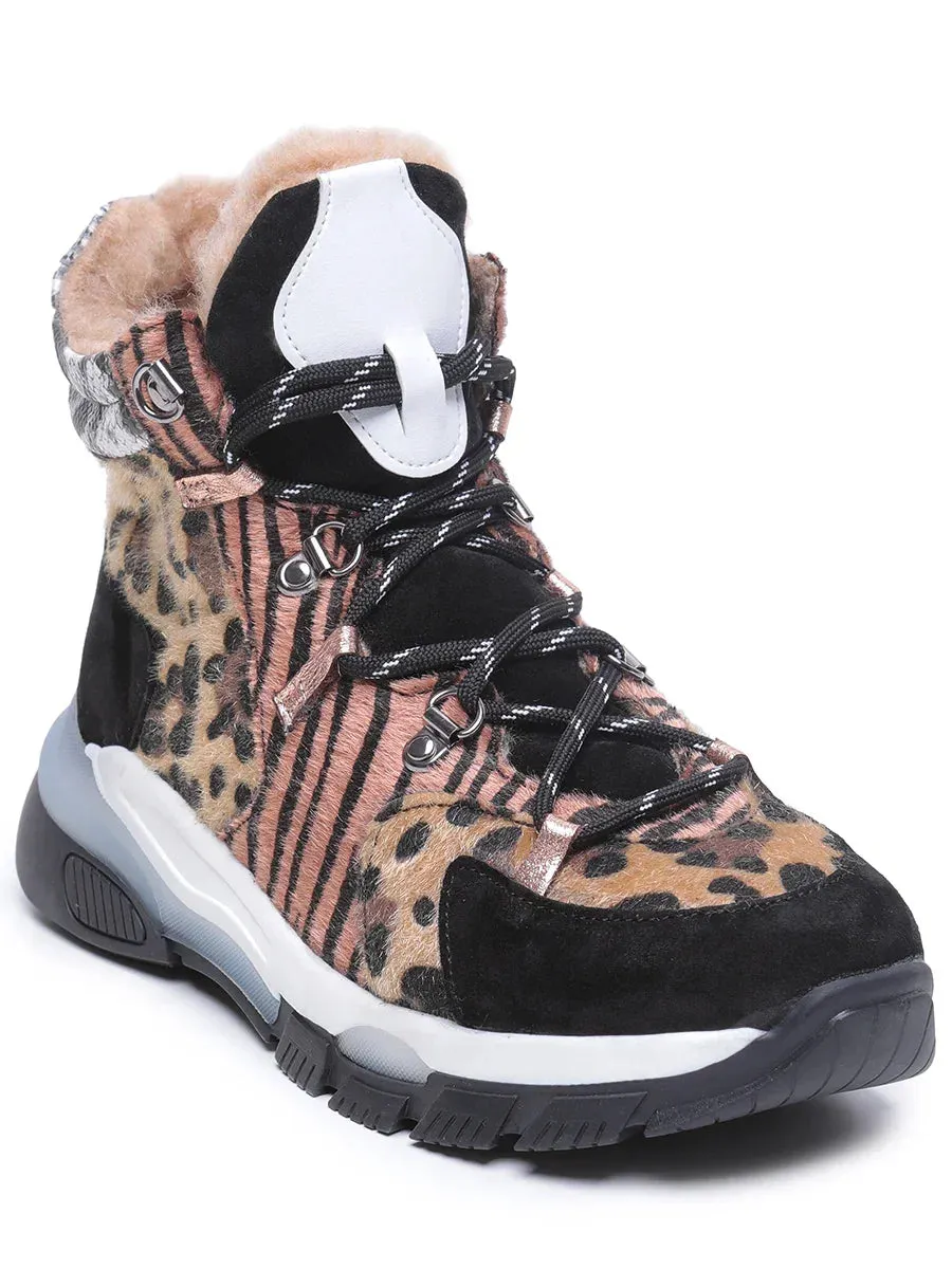 Mixed-Print High-Top Sneakers