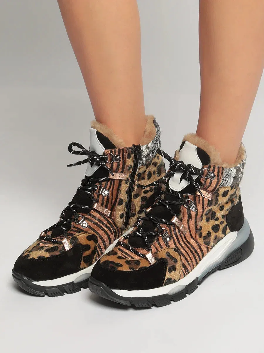 Mixed-Print High-Top Sneakers