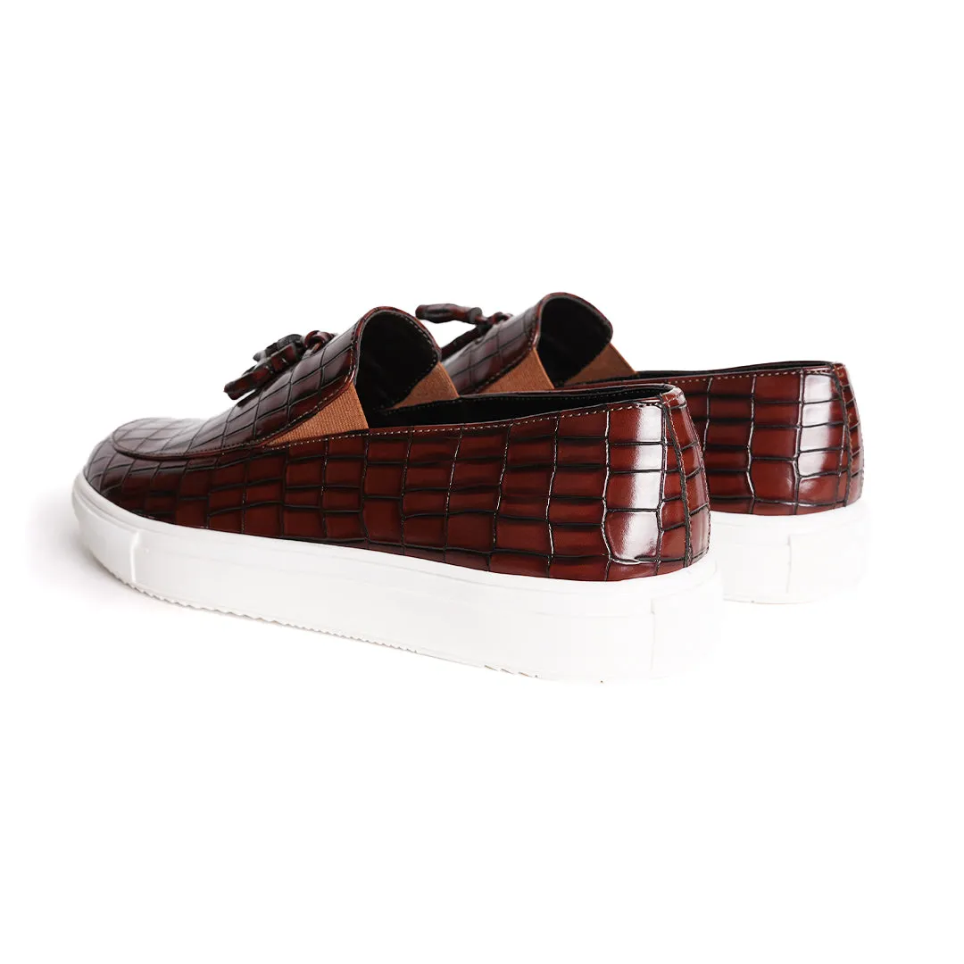 Monkstory Chic Croc Sneakers  - Deep Burgundy