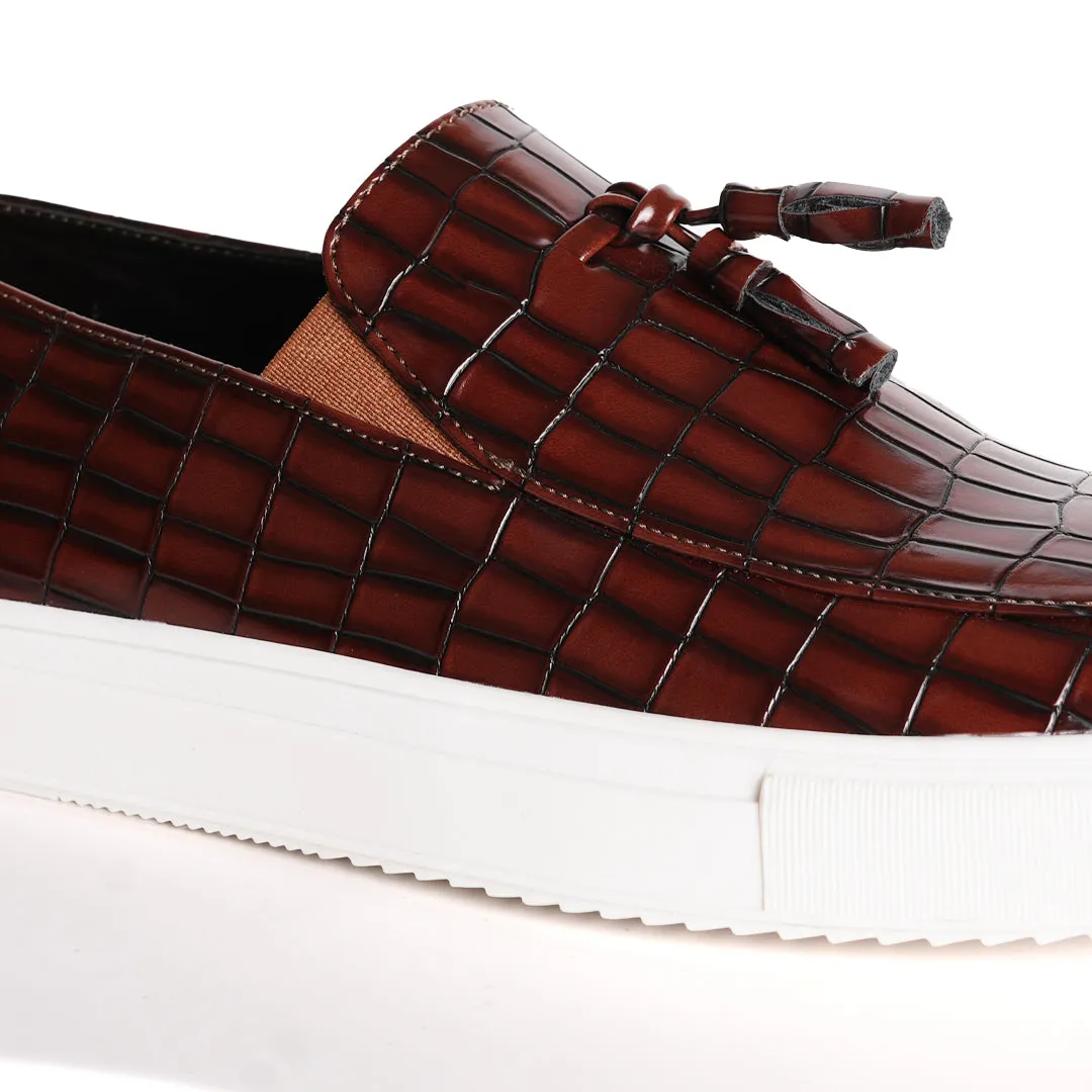 Monkstory Chic Croc Sneakers  - Deep Burgundy