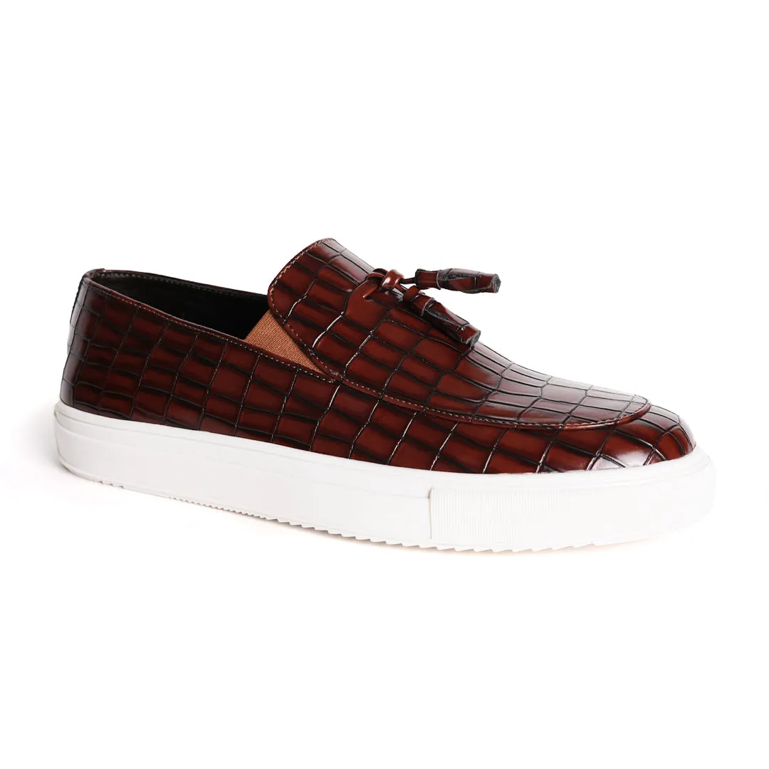 Monkstory Chic Croc Sneakers  - Deep Burgundy