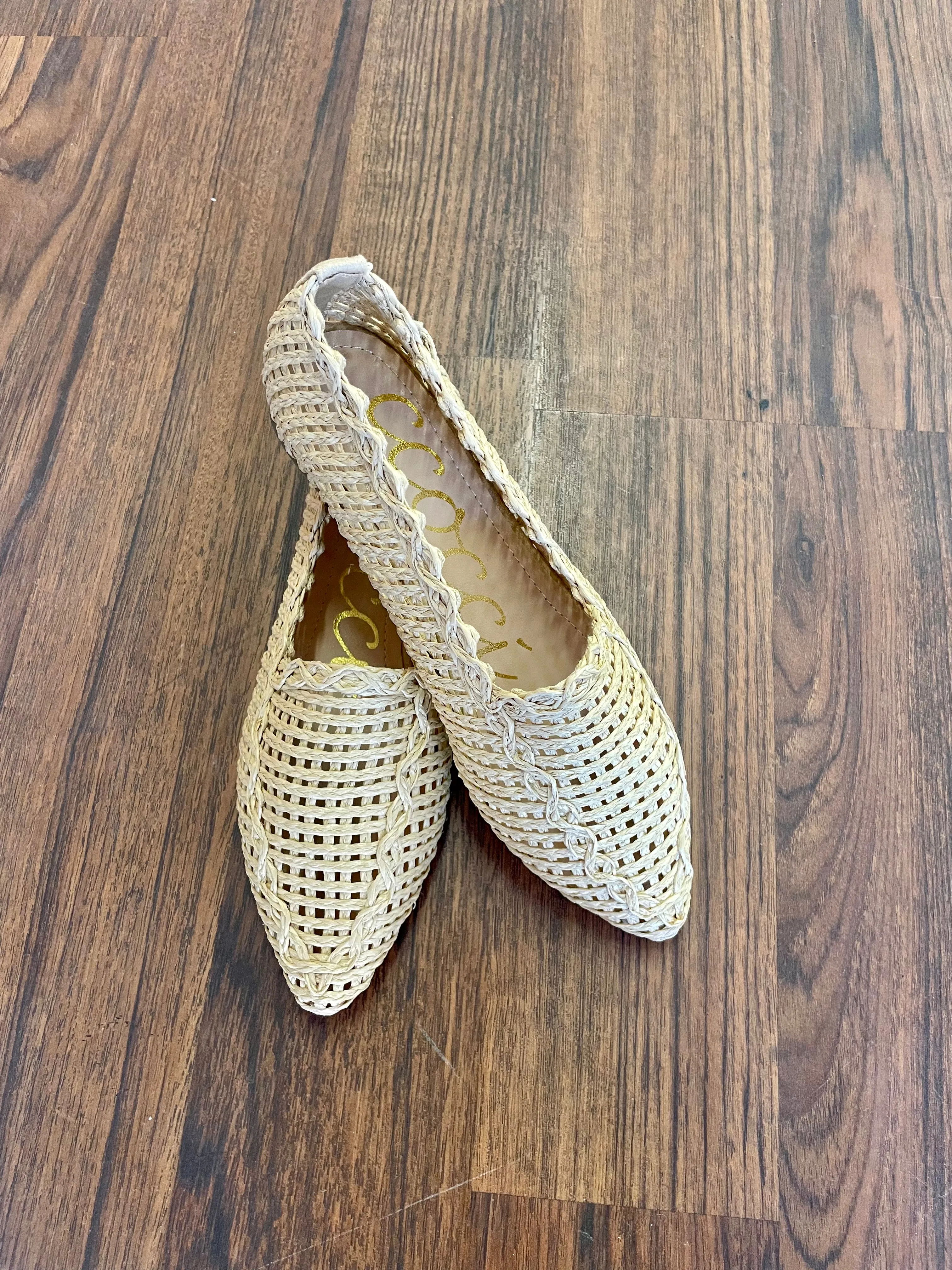 Monroe Raffia Woven Pointed-Toe Flats