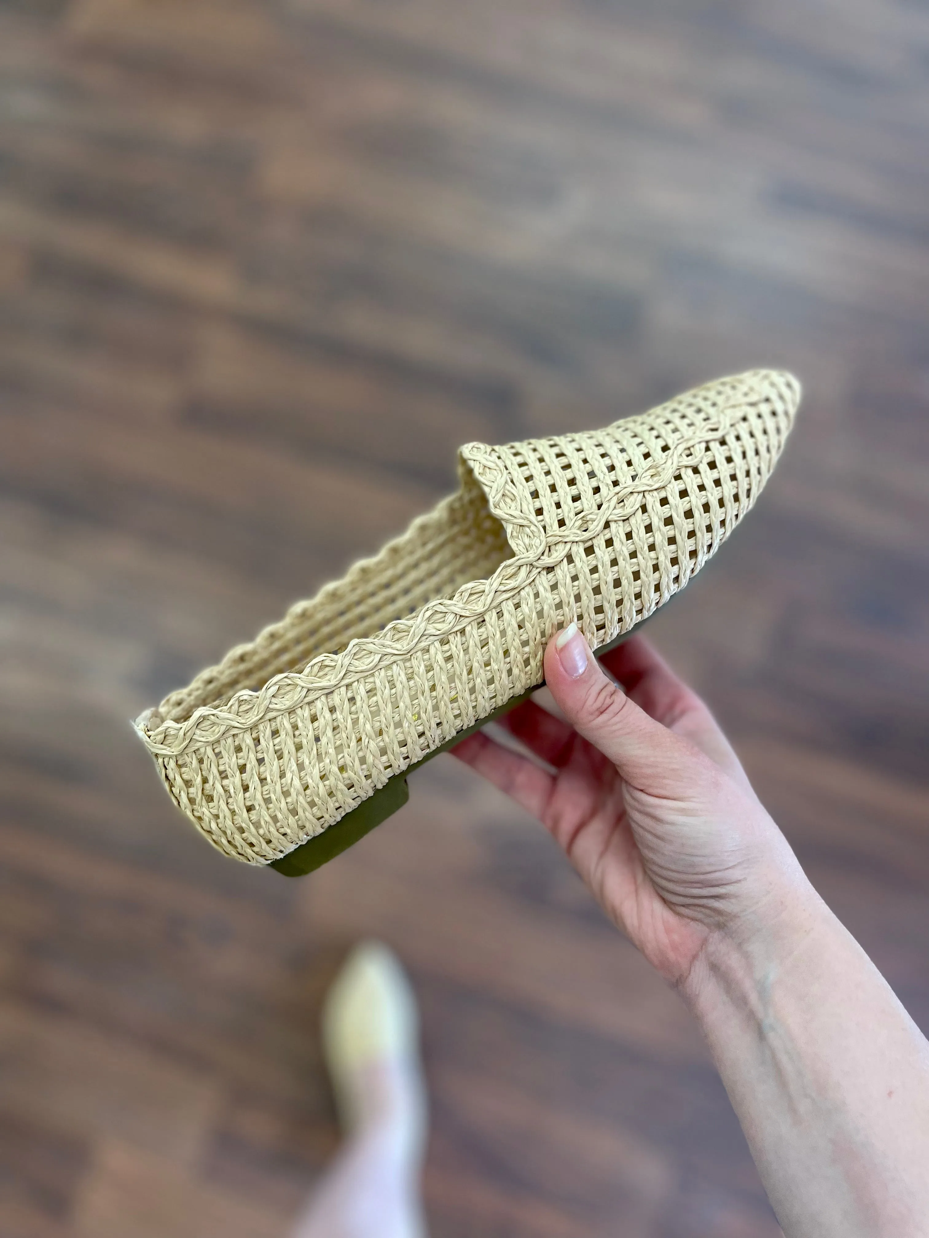 Monroe Raffia Woven Pointed-Toe Flats