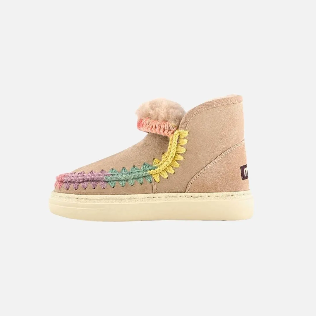 Mou Eskimo Sneaker Bold Rainbow Stitching Camel