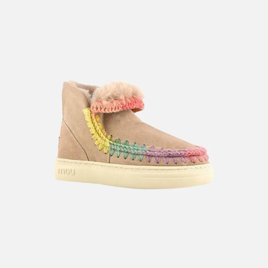 Mou Eskimo Sneaker Bold Rainbow Stitching Camel