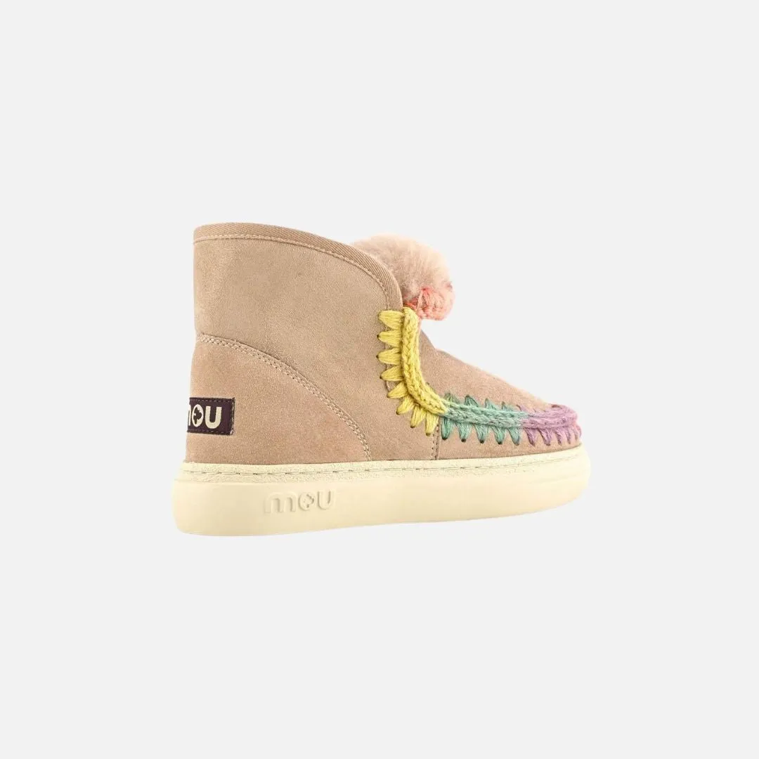 Mou Eskimo Sneaker Bold Rainbow Stitching Camel