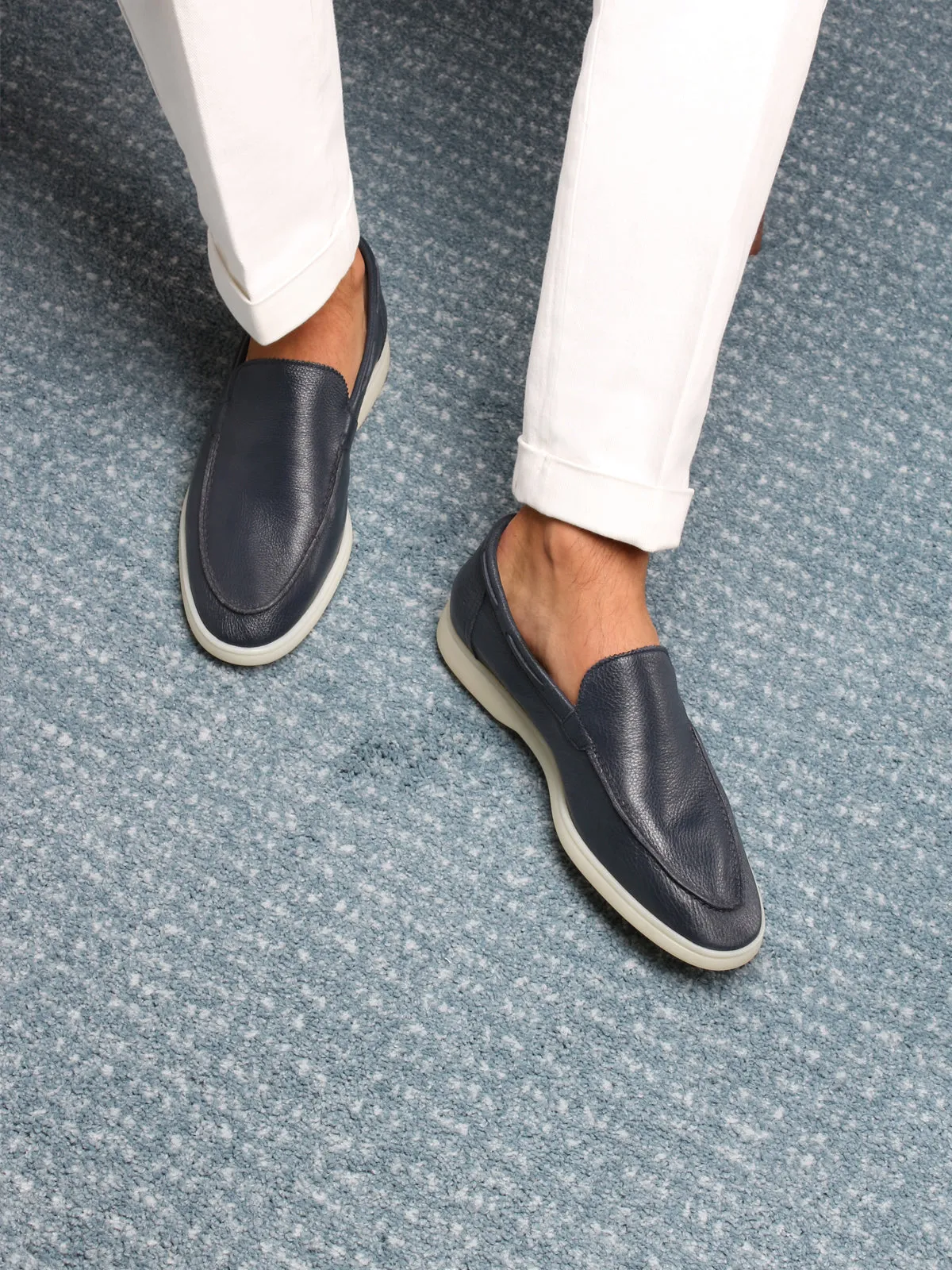 Navy Grain Yacht Loafers