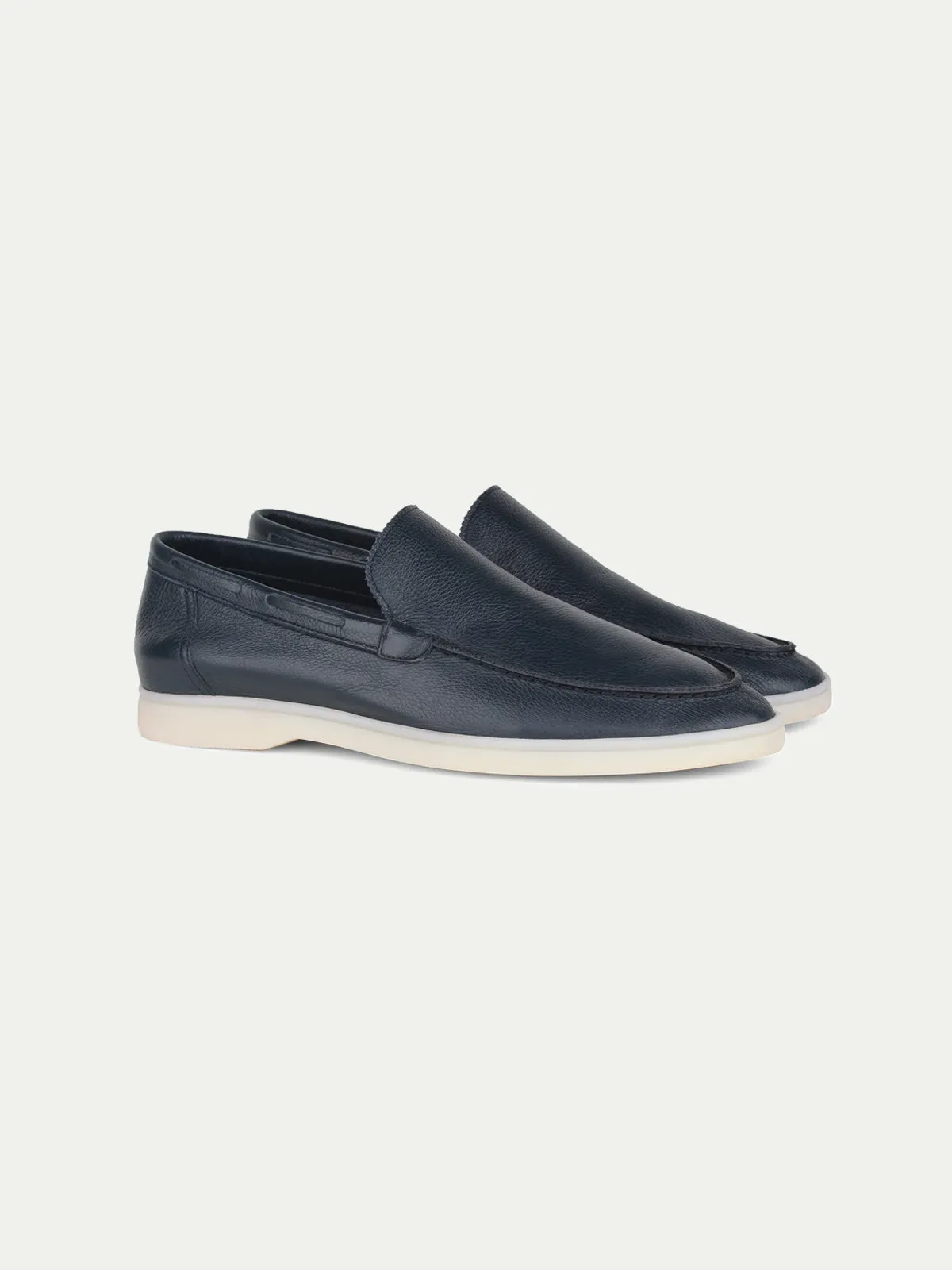 Navy Grain Yacht Loafers