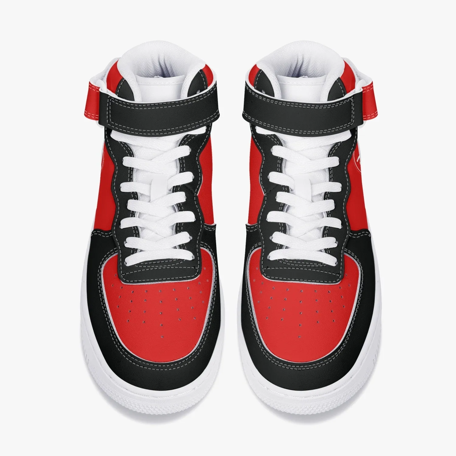 New High-Top Leather Sports Sneakers Red and Black