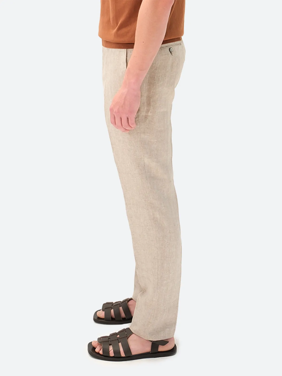 Noli Trouser - Cinnamon Linen Chevron