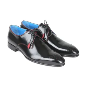 Paul Parkman Handmade Designer Shoes Men's Black Polished Calfskin Oxfords 54RG88 (PM5703)