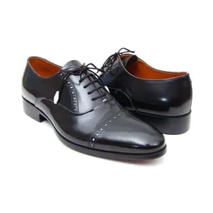 Paul Parkman Handmade Designer Shoes Men's Handmade Designer Shoes Captoe Leather Dress Designer Shoes Black Oxfords (PM4027)