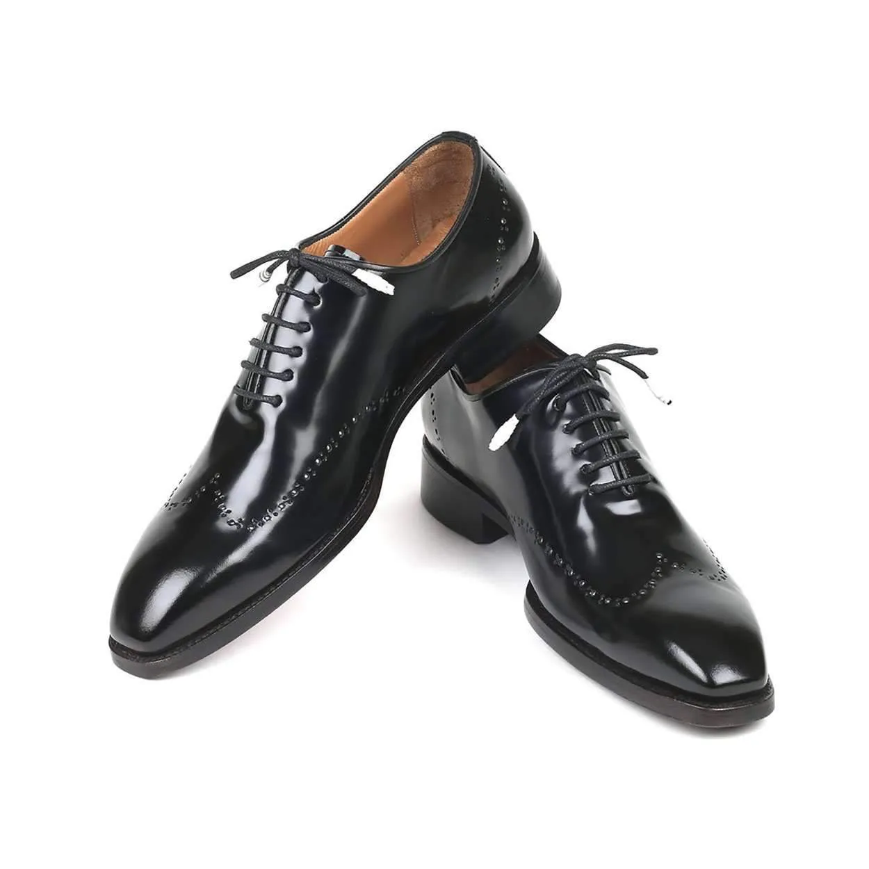 Paul Parkman Men's Black Polished Good-Year Welted Wing-Tip Oxfords 181BLK55 (PM6126)