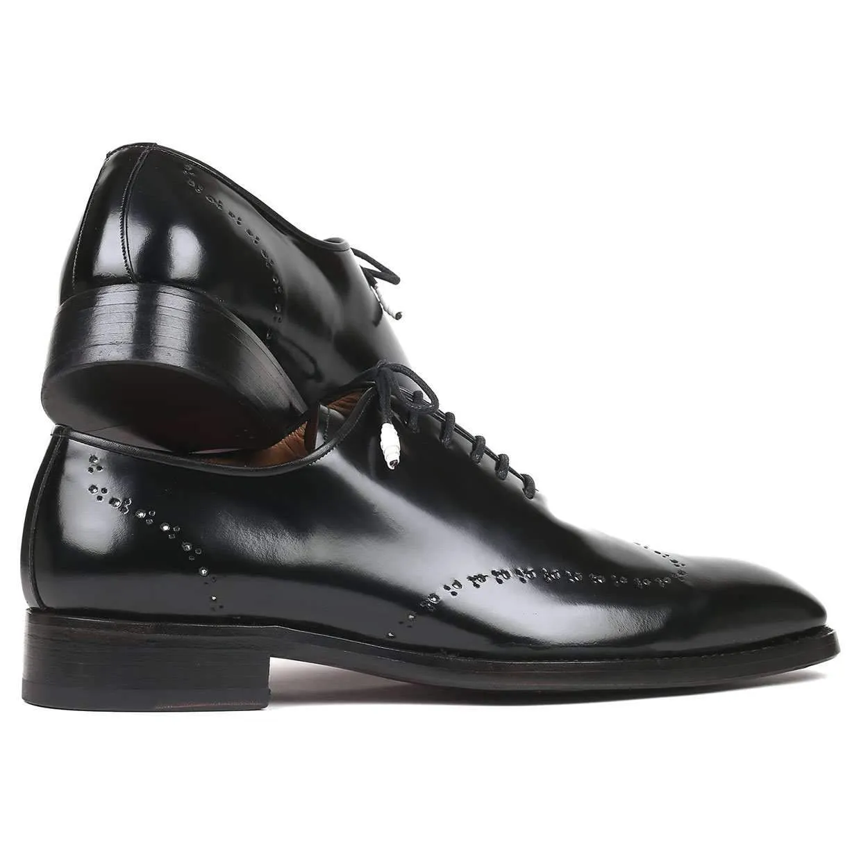 Paul Parkman Men's Black Polished Good-Year Welted Wing-Tip Oxfords 181BLK55 (PM6126)