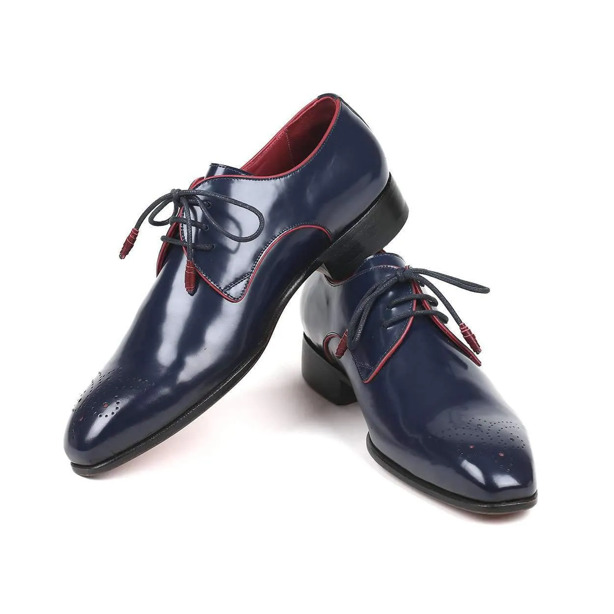 Paul Parkman Men's Navy Calf-Skin Leather Medallion Toe Derby Oxfords 57RG27 (PM6135)