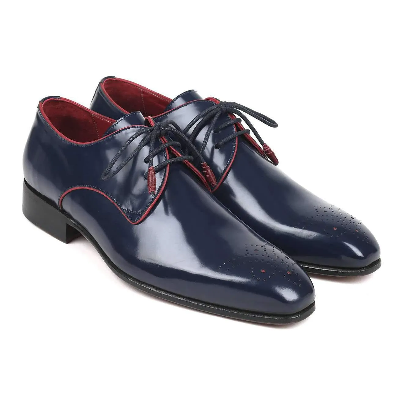 Paul Parkman Men's Navy Calf-Skin Leather Medallion Toe Derby Oxfords 57RG27 (PM6135)