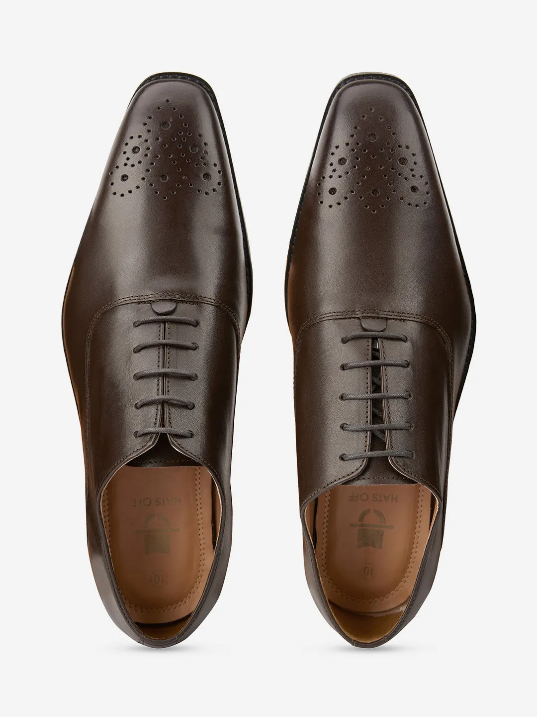 Perforated Genuine Leather Formal Oxfords