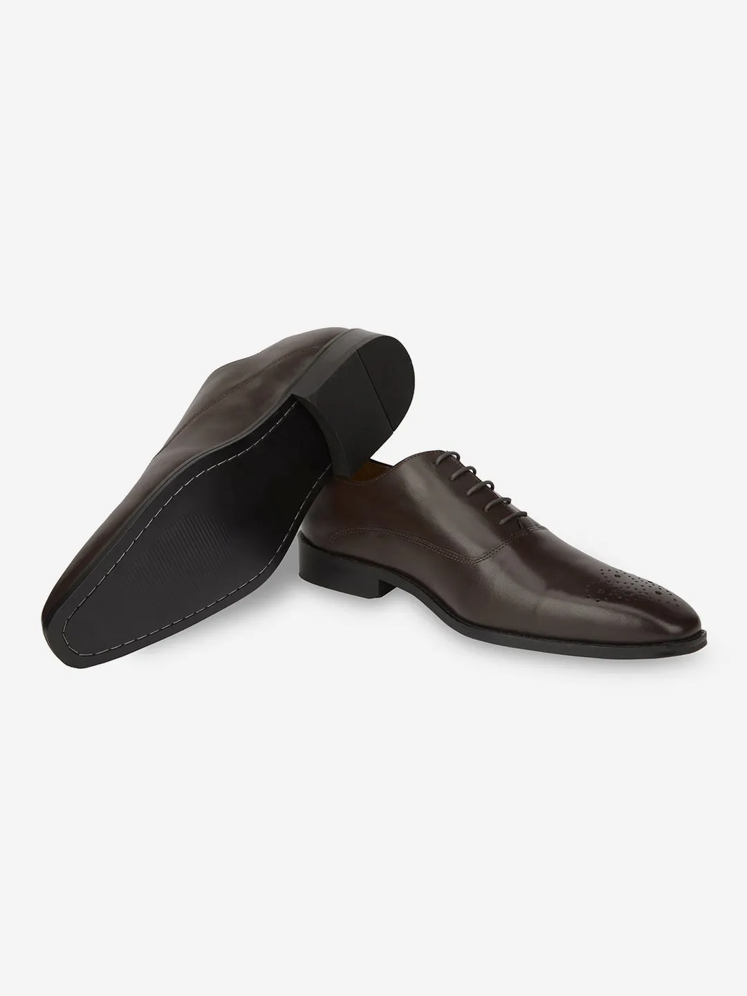 Perforated Genuine Leather Formal Oxfords