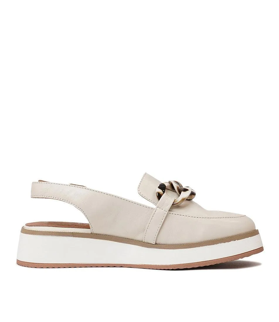 Quivers Cream Leather Loafers