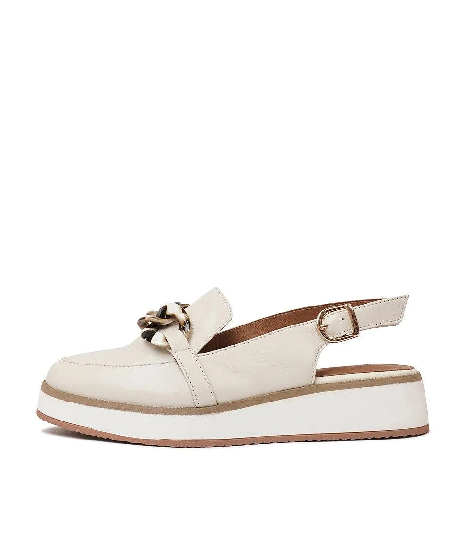 Quivers Cream Leather Loafers