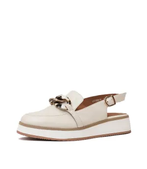 Quivers Cream Leather Loafers