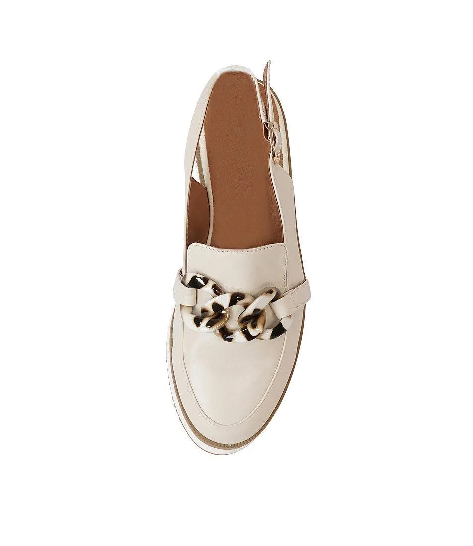 Quivers Cream Leather Loafers