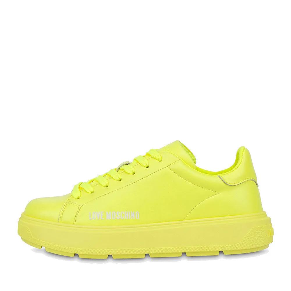 Scarpe Donna LOVE MOSCHINO Sneakers linea Bold Love in Pelle Giallo Fluo