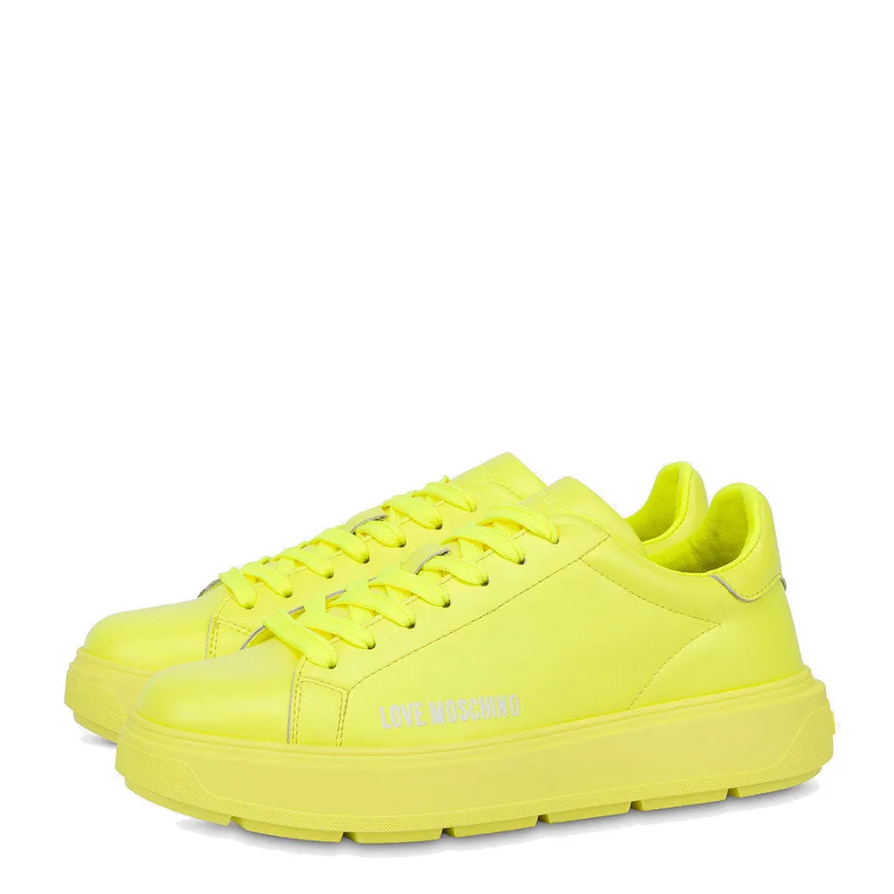 Scarpe Donna LOVE MOSCHINO Sneakers linea Bold Love in Pelle Giallo Fluo