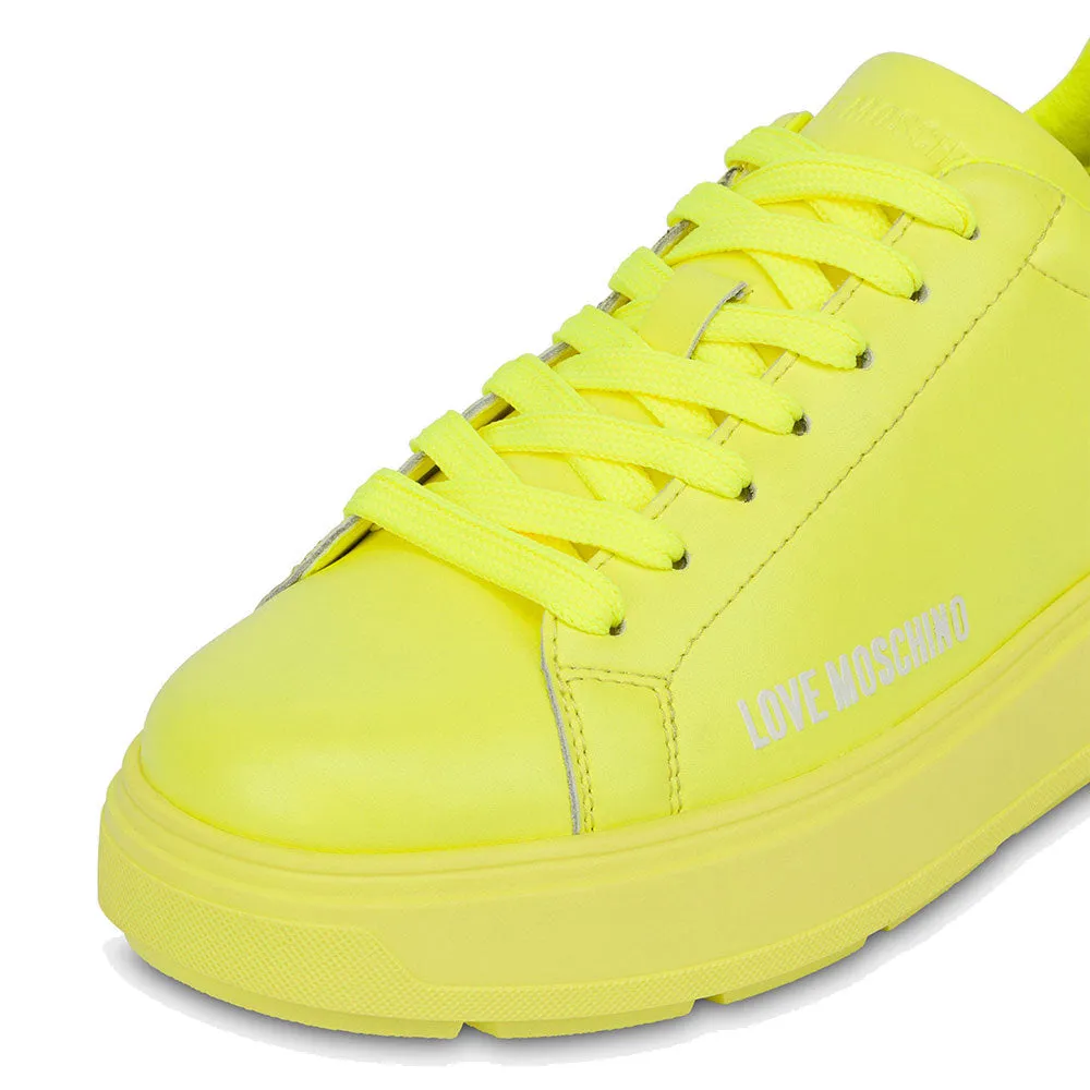 Scarpe Donna LOVE MOSCHINO Sneakers linea Bold Love in Pelle Giallo Fluo