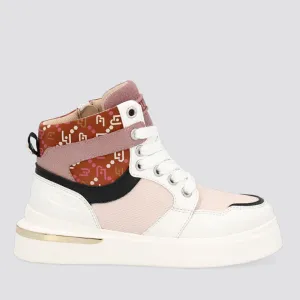 Scarpe Junior LIU JO linea Hope 39 Sneakers Mid in Nylon e Pelle Bianco e Rosa