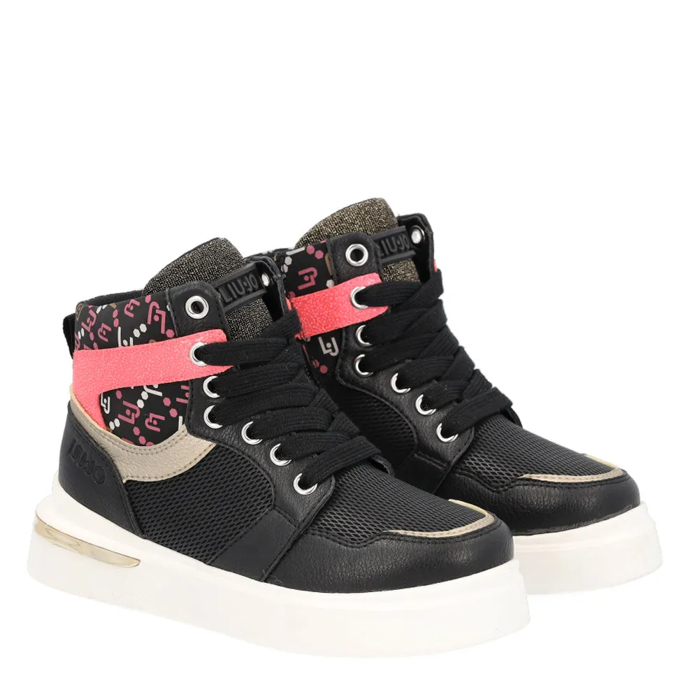 Scarpe Junior LIU JO linea Hope 39 Sneakers Mid in Nylon e Pelle Nero