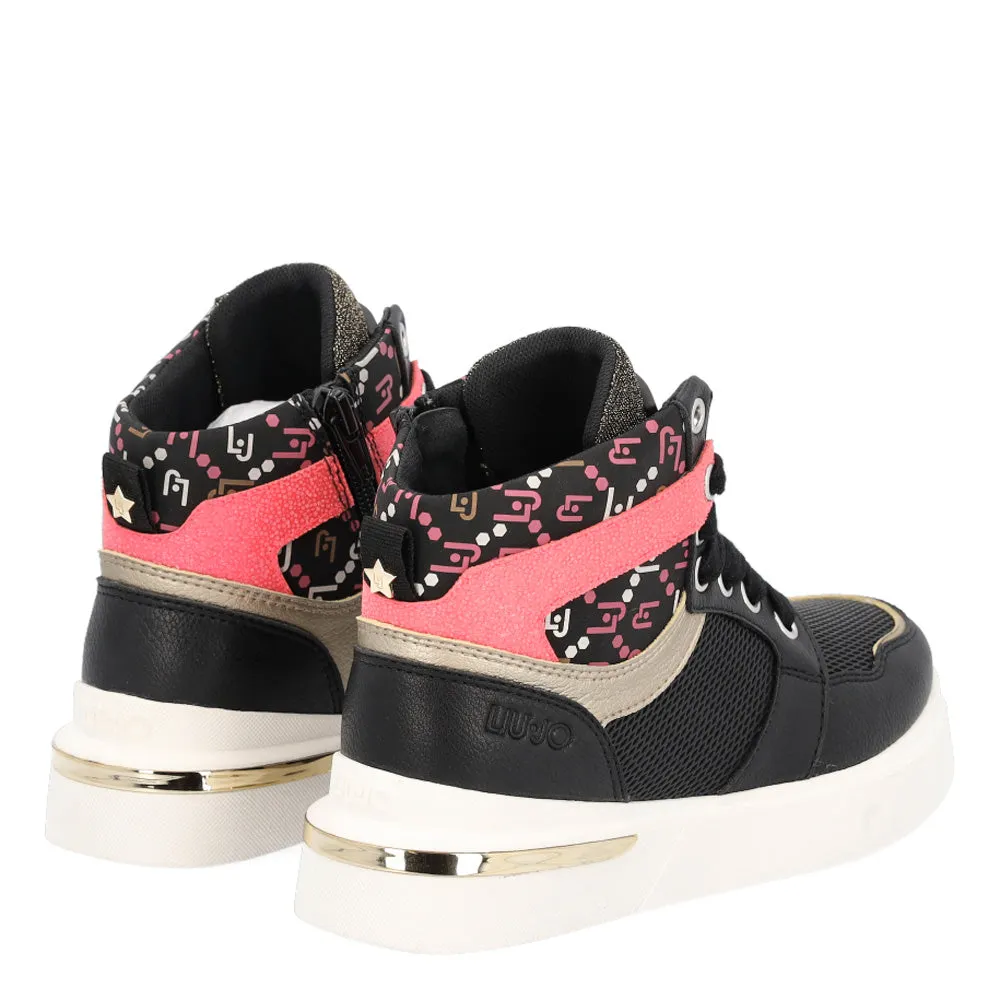 Scarpe Junior LIU JO linea Hope 39 Sneakers Mid in Nylon e Pelle Nero