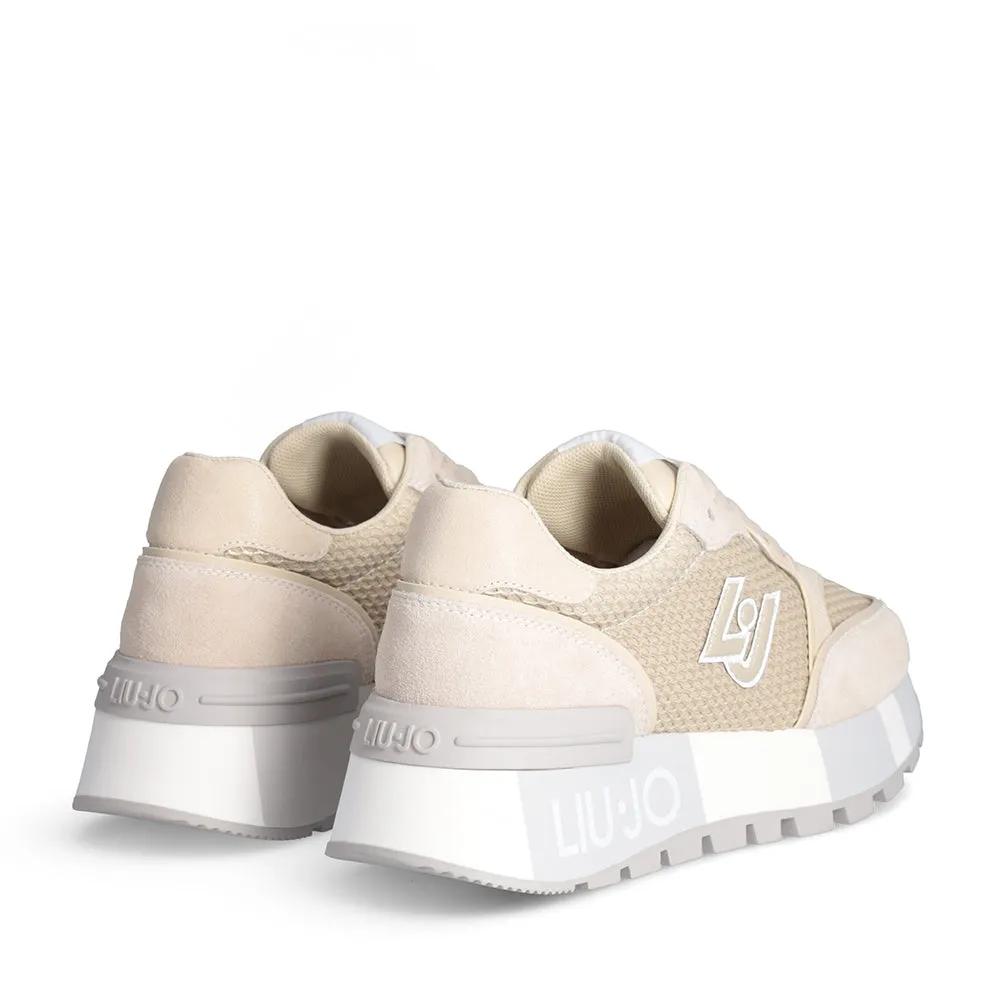 Sneakers Platform LIU JO Amazing 25 in Suede e Mesh Metallizzato Beige