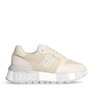 Sneakers Platform LIU JO Amazing 25 in Suede e Mesh Metallizzato Beige