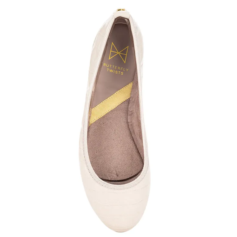 SOPHIA Ballet Flat Shoes - Beige Croc