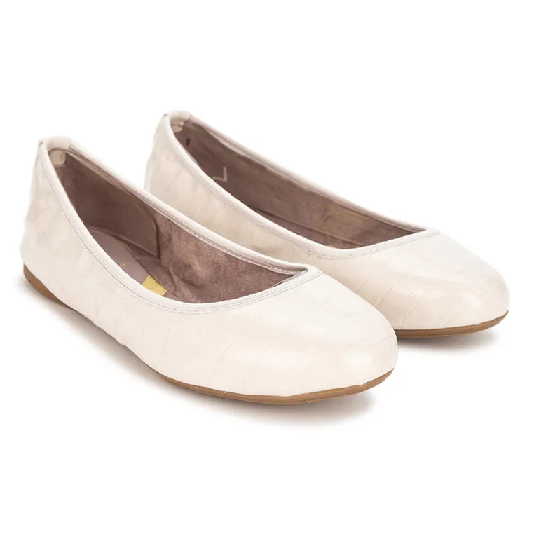 SOPHIA Ballet Flat Shoes - Beige Croc